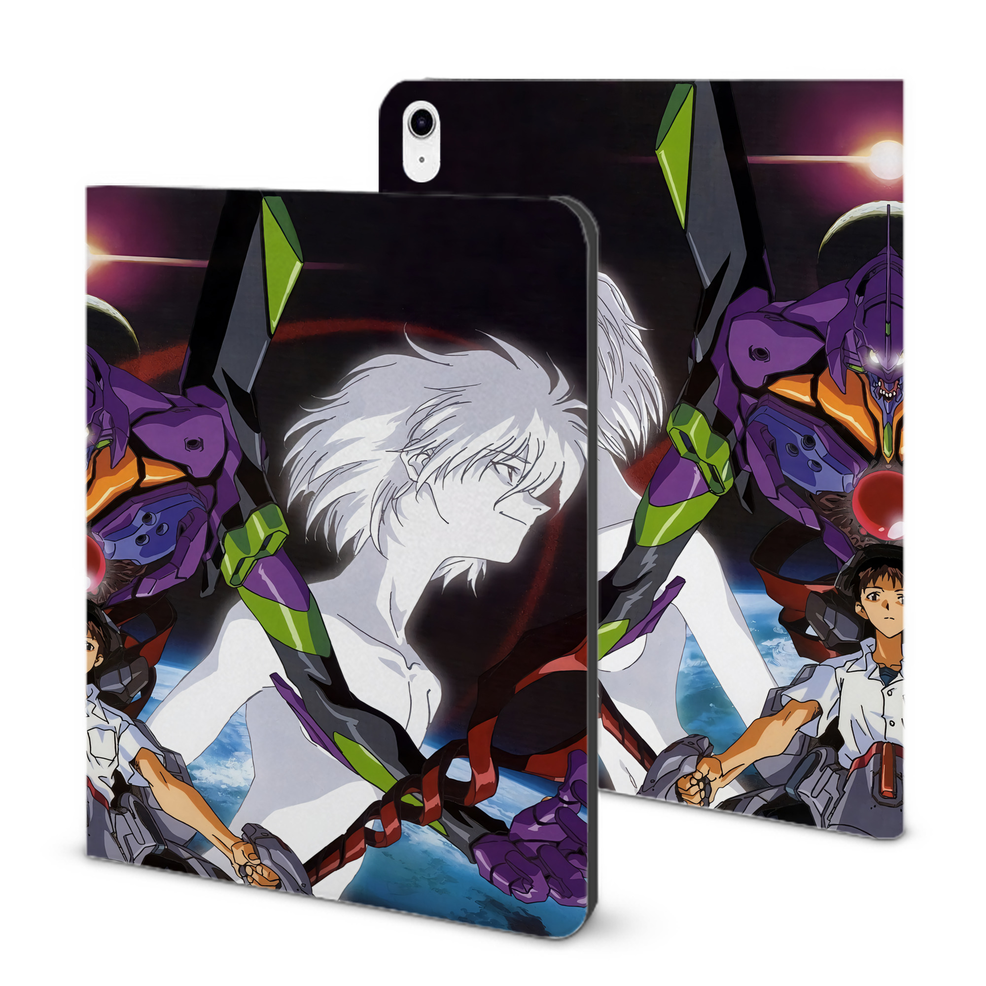 （画像用） EVA 新世紀エヴァンゲリオン IPad ケース ブック型 PUレザー TPU 耐衝撃 軽量 薄型 ペン収納なし 全面保護 IPad 各モデル対応
